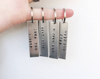 Rectangle Personalized Keytag // Handmade Personalized Keychain //Custom Metal Keychain // Personalized Gift