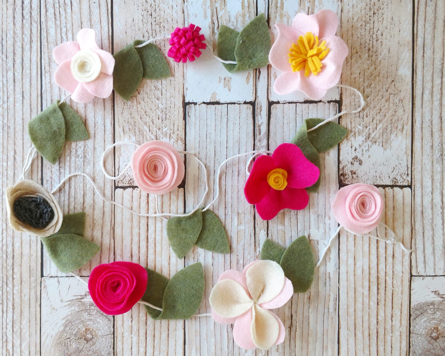 Felt Floral Garland Felt Garland Floral Garland Garland Etsy