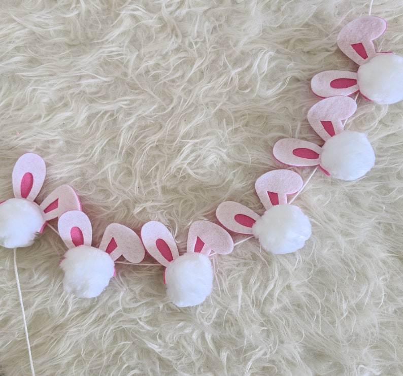 Easter Decoration Bunny Home Decor Easter Bunny Garland |Spring Garland| Easter Garland Spring Decor Bunny Pom Pom Garland