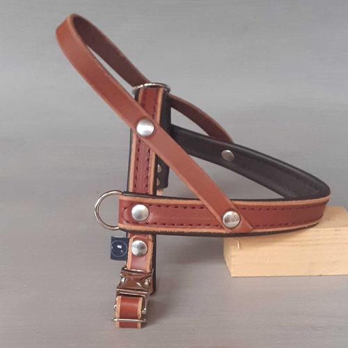 Dog Harness in Tan Leather Soft and Adjustable Customizable Etsy