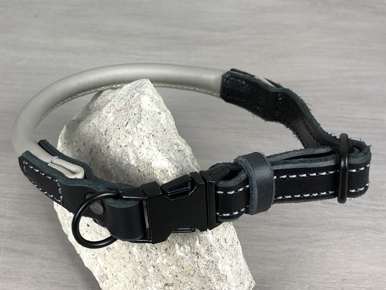 gray leather dog collar