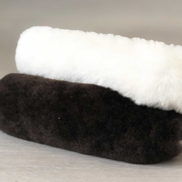 Fleece Handle Cover with Zipper, Totally Detachable Grip for Dog Handles in Genuine Sheepskin, Sheepskin Padding for Handles