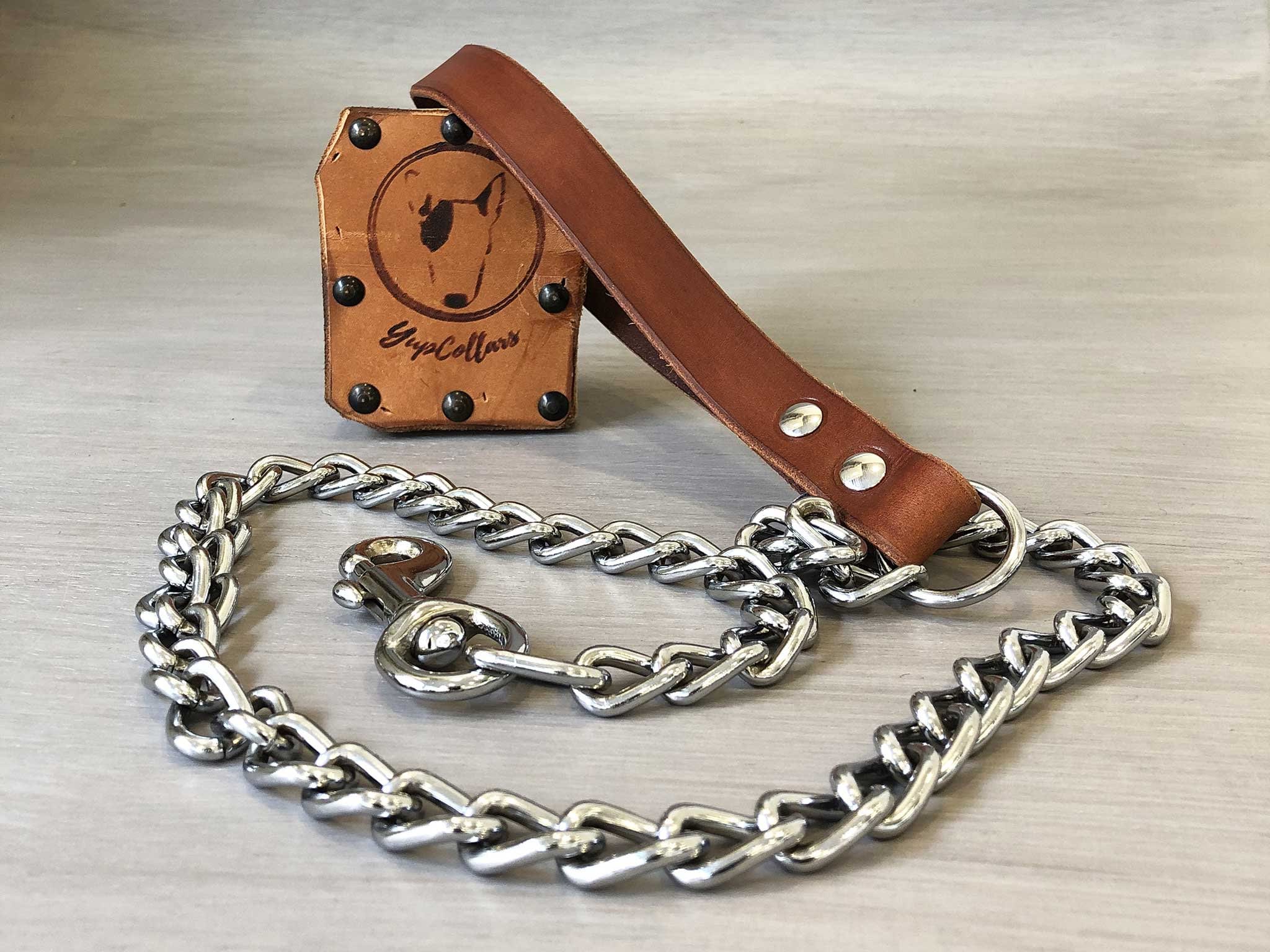 leather chain dog leash