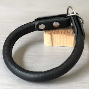 Rolled Leather Slip On Dog Collar, Black Rolled Leather Dog Collar, Easy and Comfortable to Take On and Off, Colorful Rolled Leather Collar