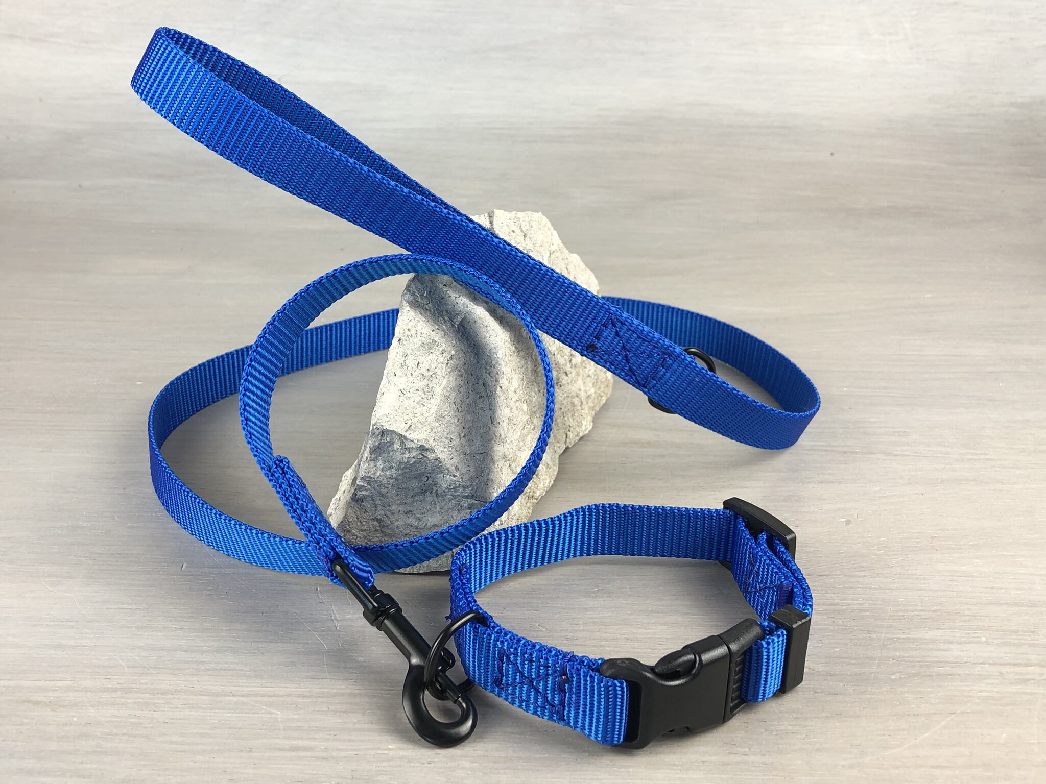 Blue Dog Leash and Collar Set Nylon Dog Leash and Collar Etsy