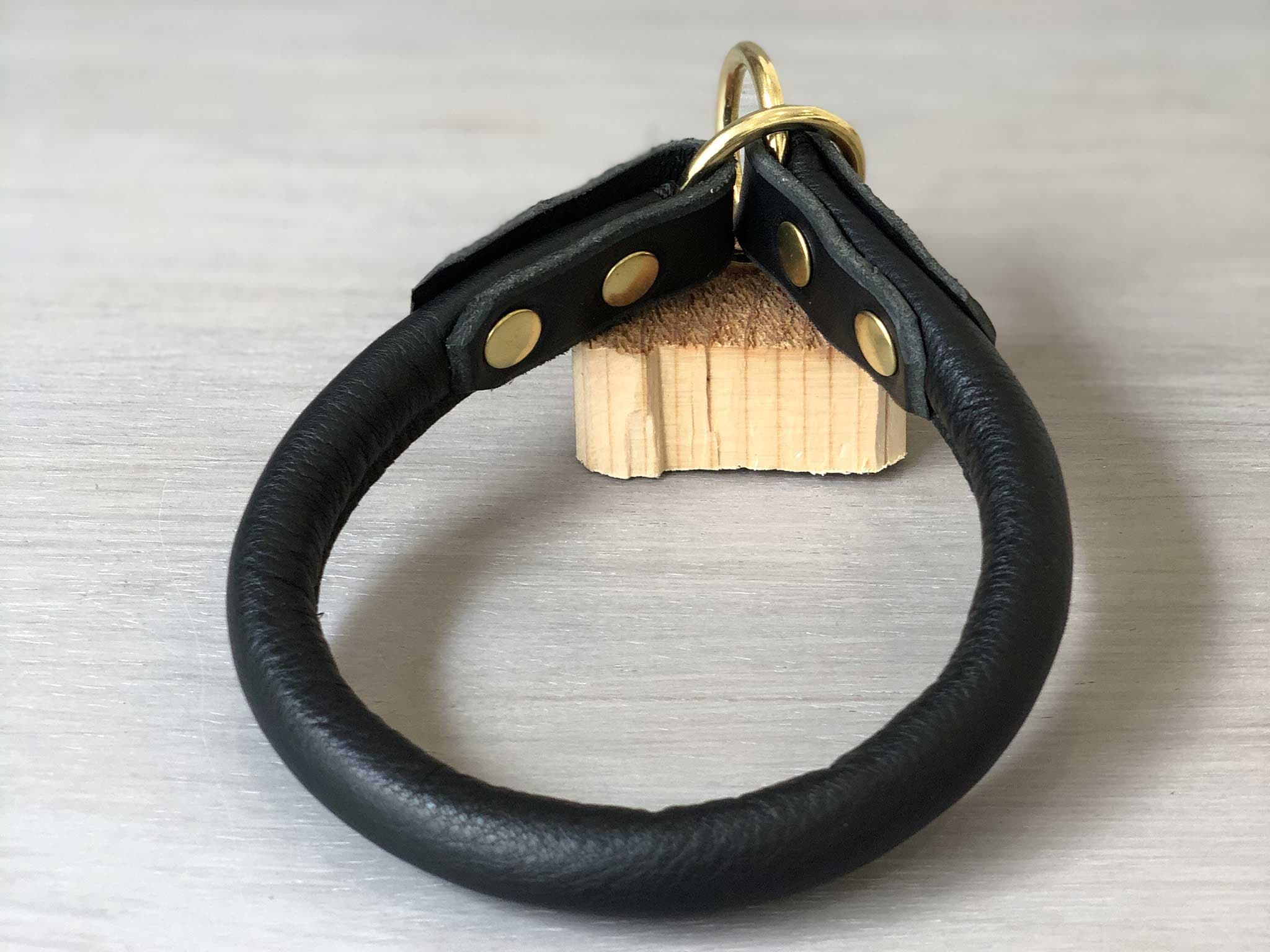 Rolled Leather Slip On Dog Collar, Black Rolled Leather Dog Collar ...