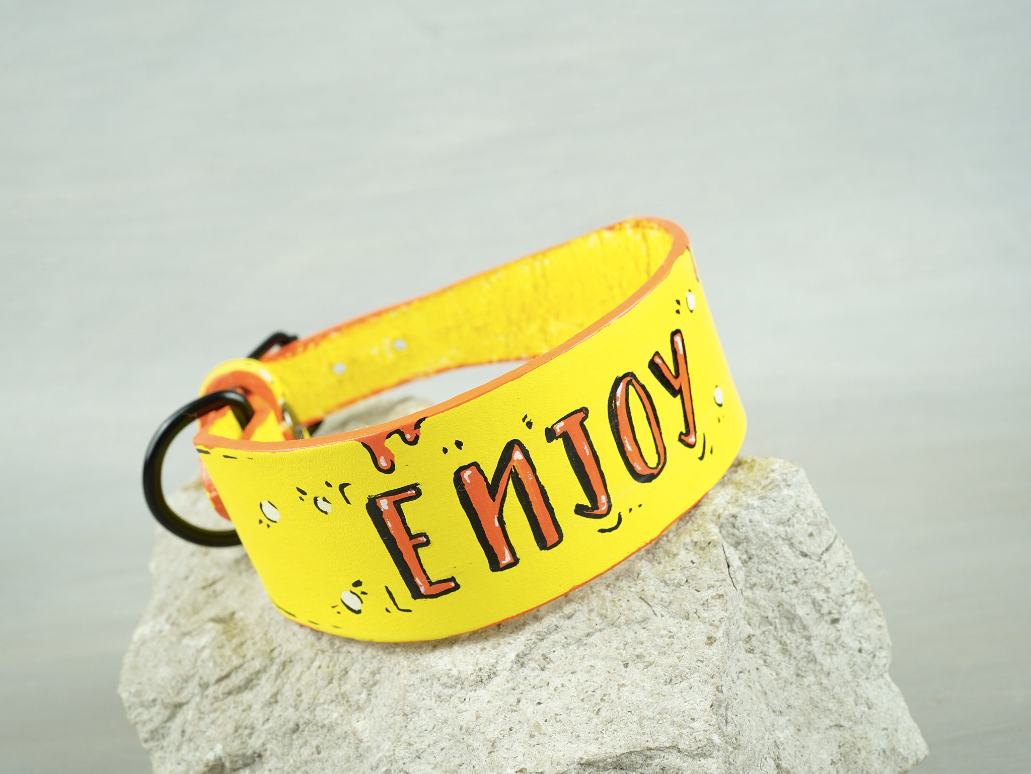 Painted leather dog collar cheap