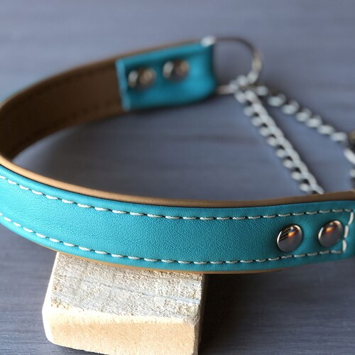 leather martingale collar with chain