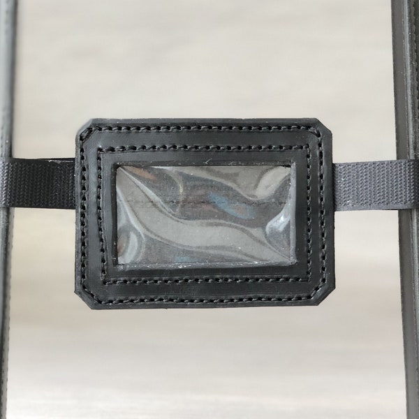 ID Card Holder Bridge for Dog Handles, Detachable Bridge with Hook and Loop Straps Adaptable for All Handles