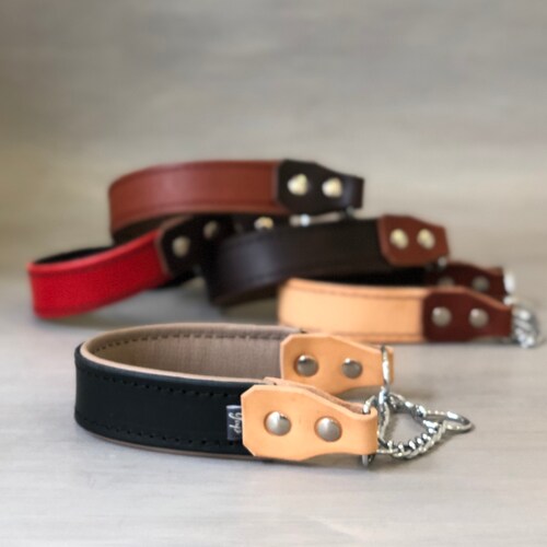 Padded Martingale Collar Black Leather Collar Slip on Etsy