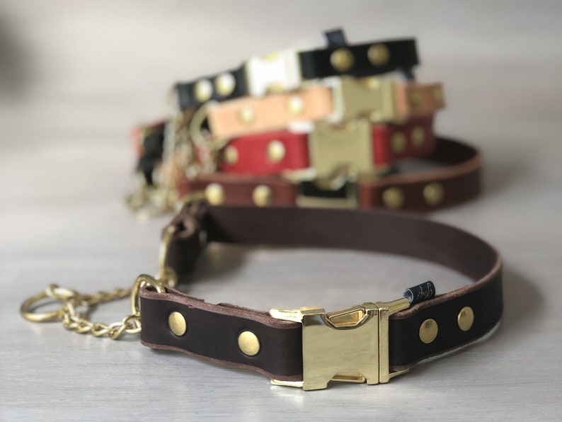 Adjustable Leather Martingale Dog Collar with Quick Release Etsy