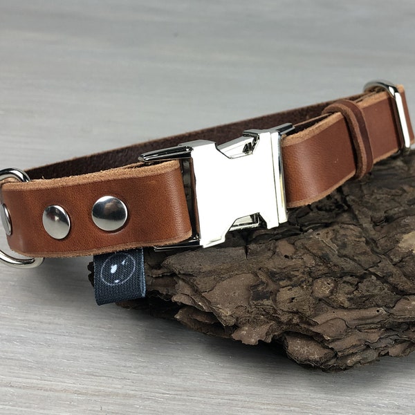 Leather Dog Collar, Papaya Brown Collar, Optional Free ID Tag, Quick Release Collar, Personalized Dog Collar, Handmade Collars