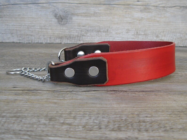 Martingale Dog Collar Red Leather Dog Collar Slip On Collar Etsy