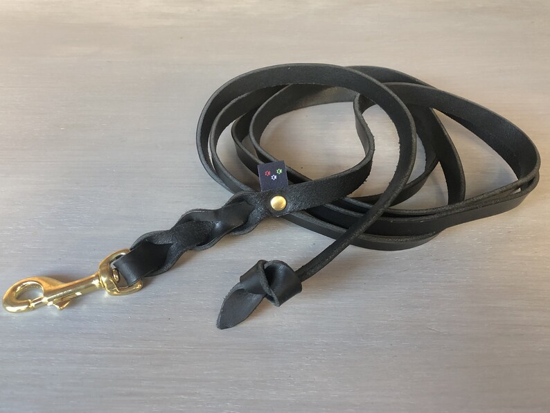 Black Leather Long Dog Leash up to 30 Ft Bull Leather Leash - Etsy Canada