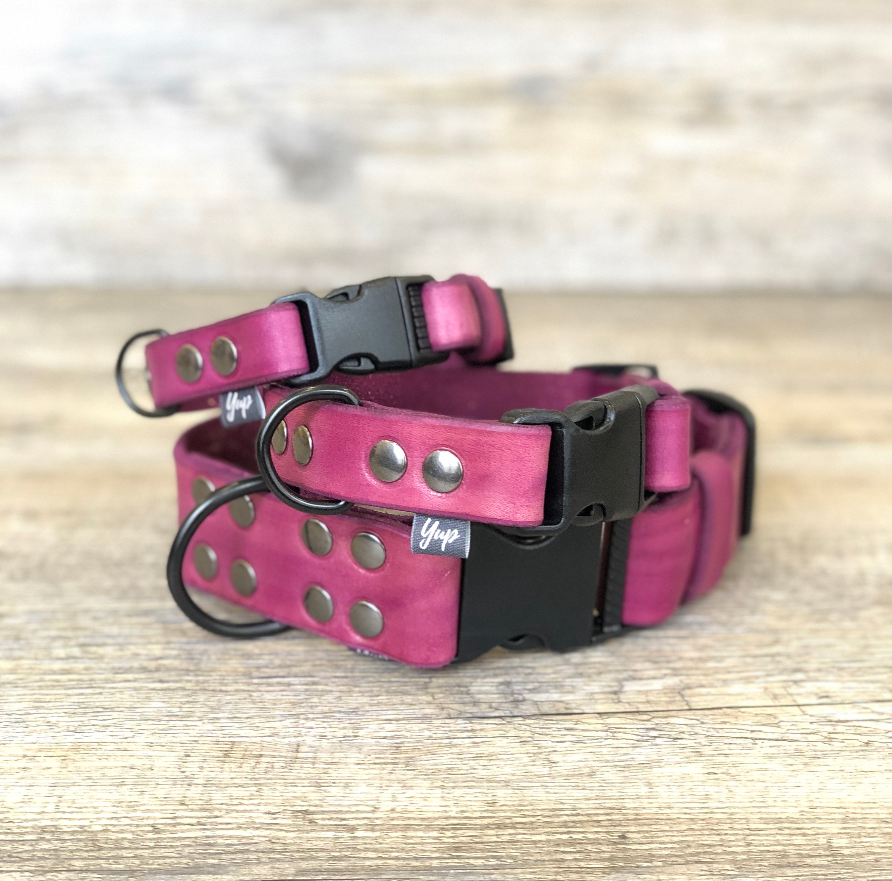 Prime Leather Collars Ideal for Medium and Large Dogs YupCollars Padded Dog Collar in Pink Leather