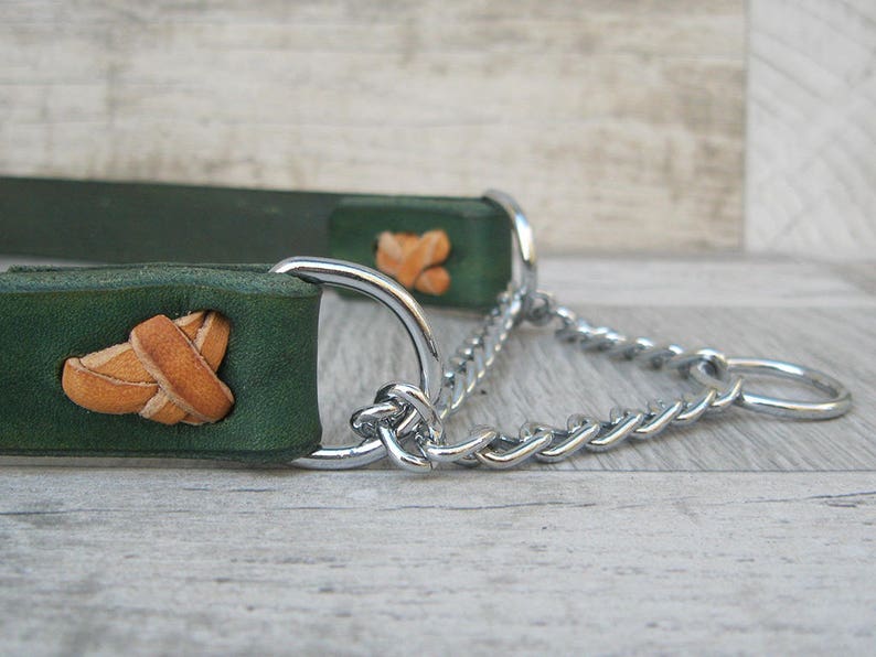 Martingale Dog Collar Green Dog Collar No Pull Leather Dog Etsy