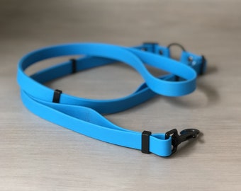 Multifunctional Dog Leash in Sky Blue Waterproof Coated Webbing, Adjustable from 5ft to 10ft, Available in 5 Colors