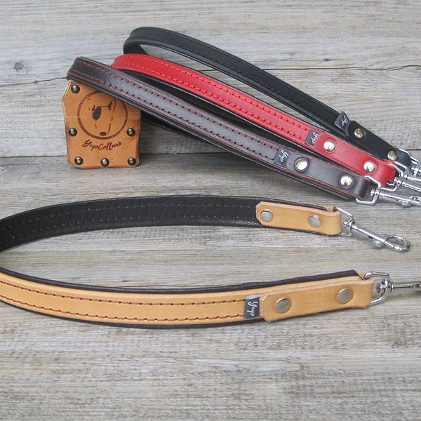 Pulling Handle Padded with Soft Leather, Comfort Grip Pull Strap, Handle for Dog Harness, Custom Lenght, 4 Prime Leather Colors