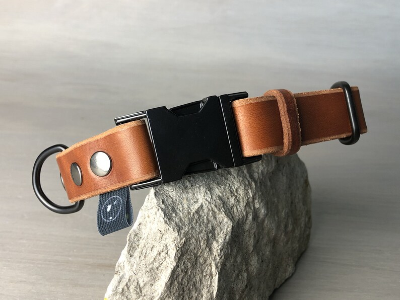 Quick Release Dog Collar in Papaya Brown Leather and Black Etsy