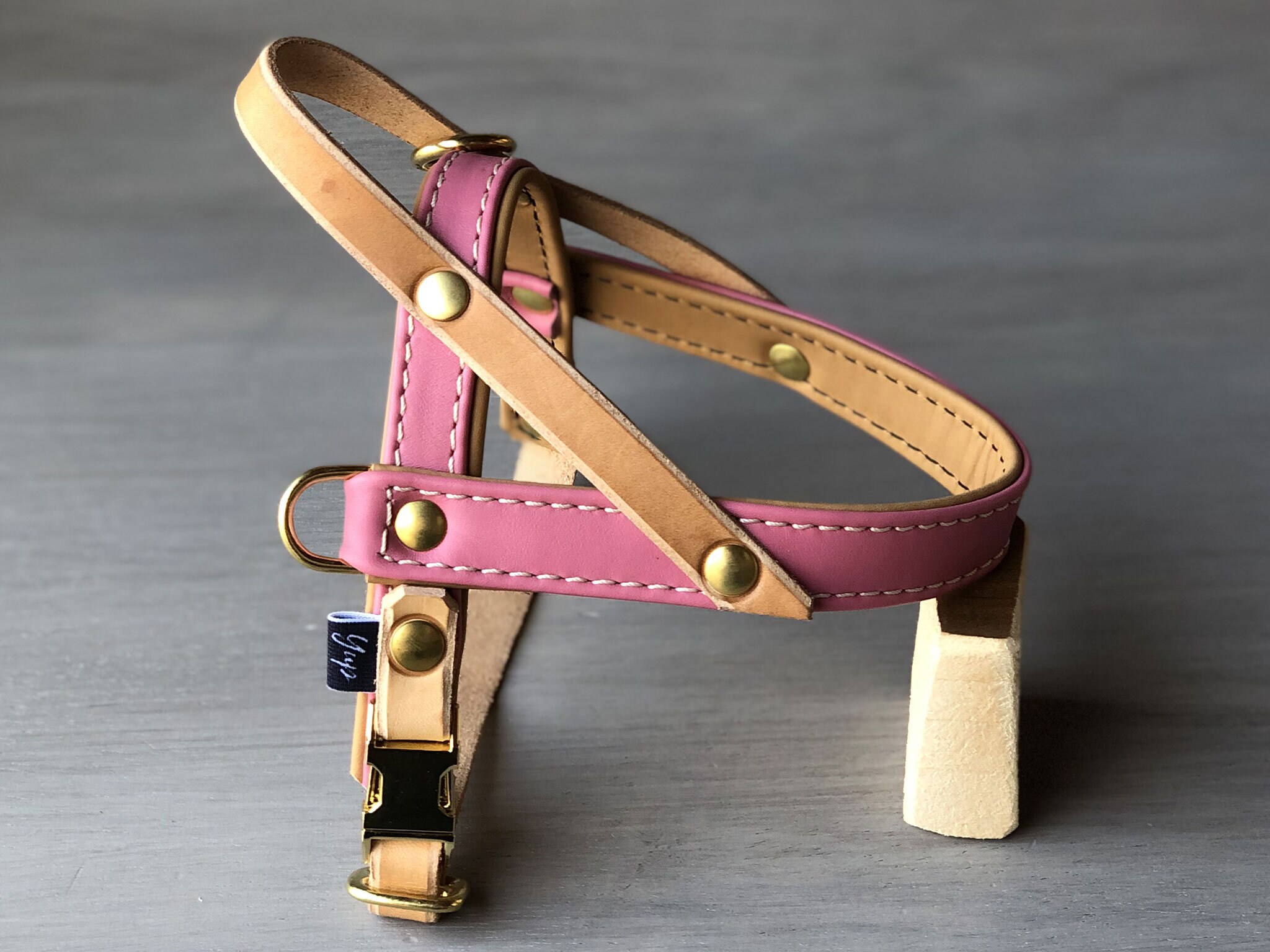 soft leather dog harness