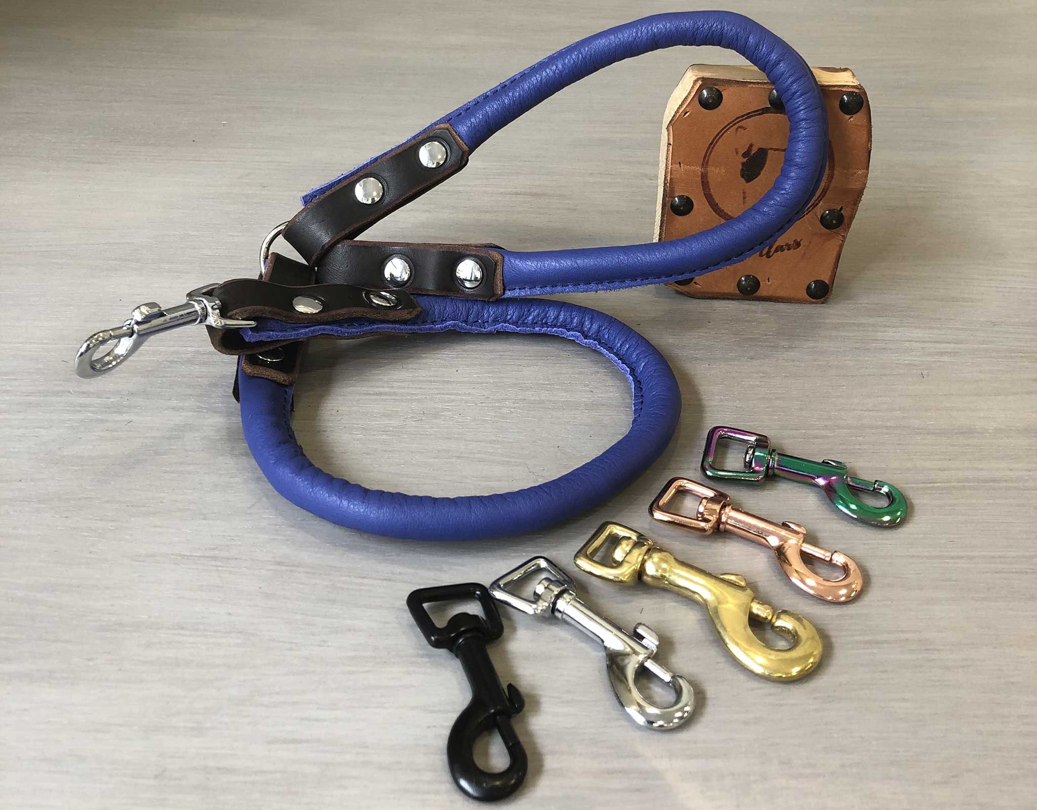 Blaue und braune Gerollte Leder Hundeleine Custom Lenght | Etsy