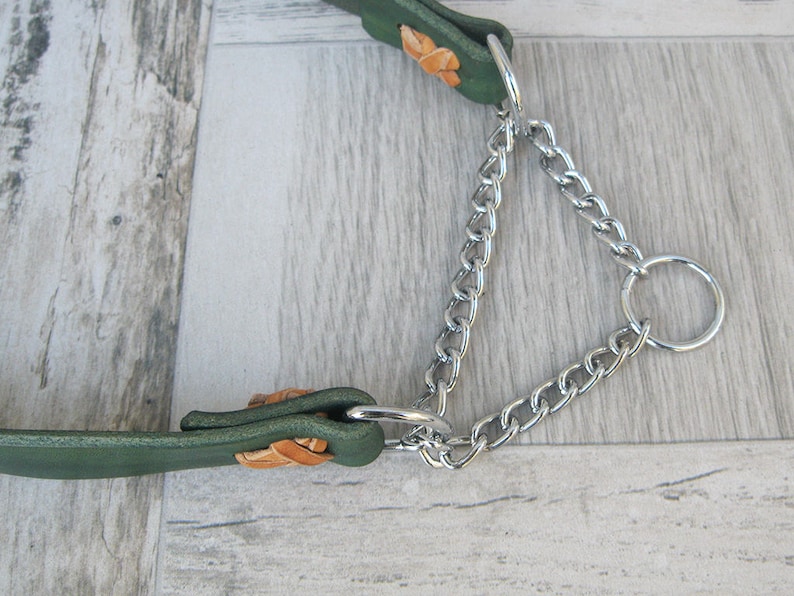 Martingale Dog Collar Green Dog Collar No Pull Leather Dog Etsy