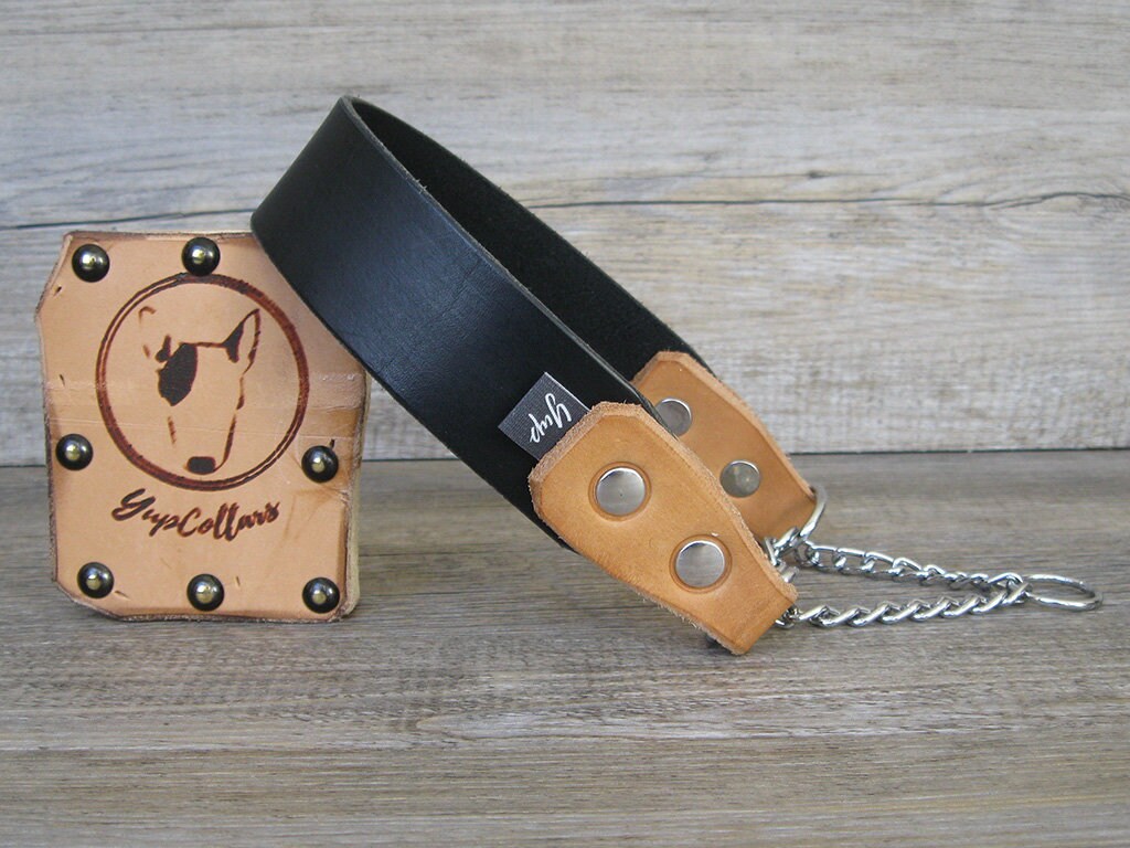 Martingale Dog Collar Half Choke Dog Collar Black Leather Etsy