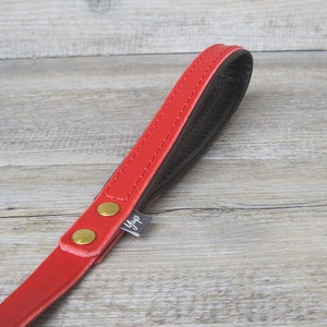 Red Leather Dog Leash With Soft Padded Handle Custom Lenght - Etsy