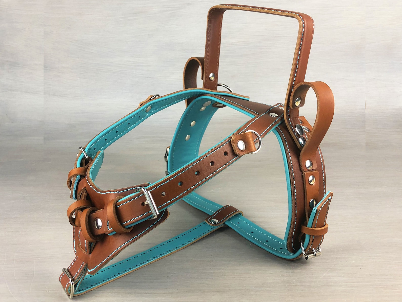 Designer Brown Leather Dog Harness – Leash – Collar – XS TO M