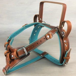 Fully Custom Leather Dog Harness, Y Front Harness, Fixed Rigid Handle, Full Adjustable Working Dog Harness