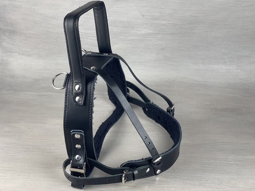 Leather Dog Harness With Rigid Handle, Leather Harness, Full Adjustable