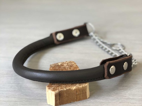 Rolled leather outlet martingale dog collar
