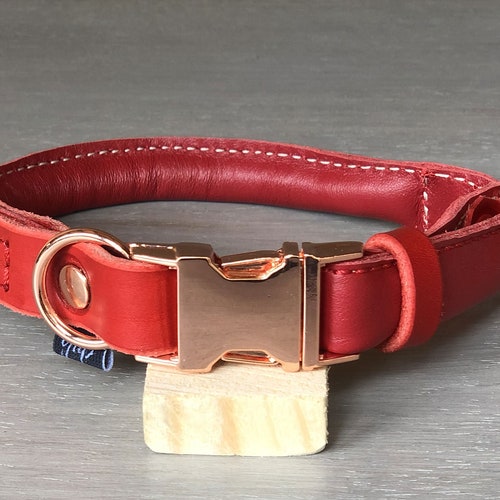 Rolled Leather Quick Release Dog Collar Solid Brass Hardware Etsy