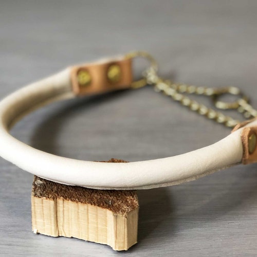 Rolled Leather Quick Release Dog Collar Solid Brass Hardware Etsy