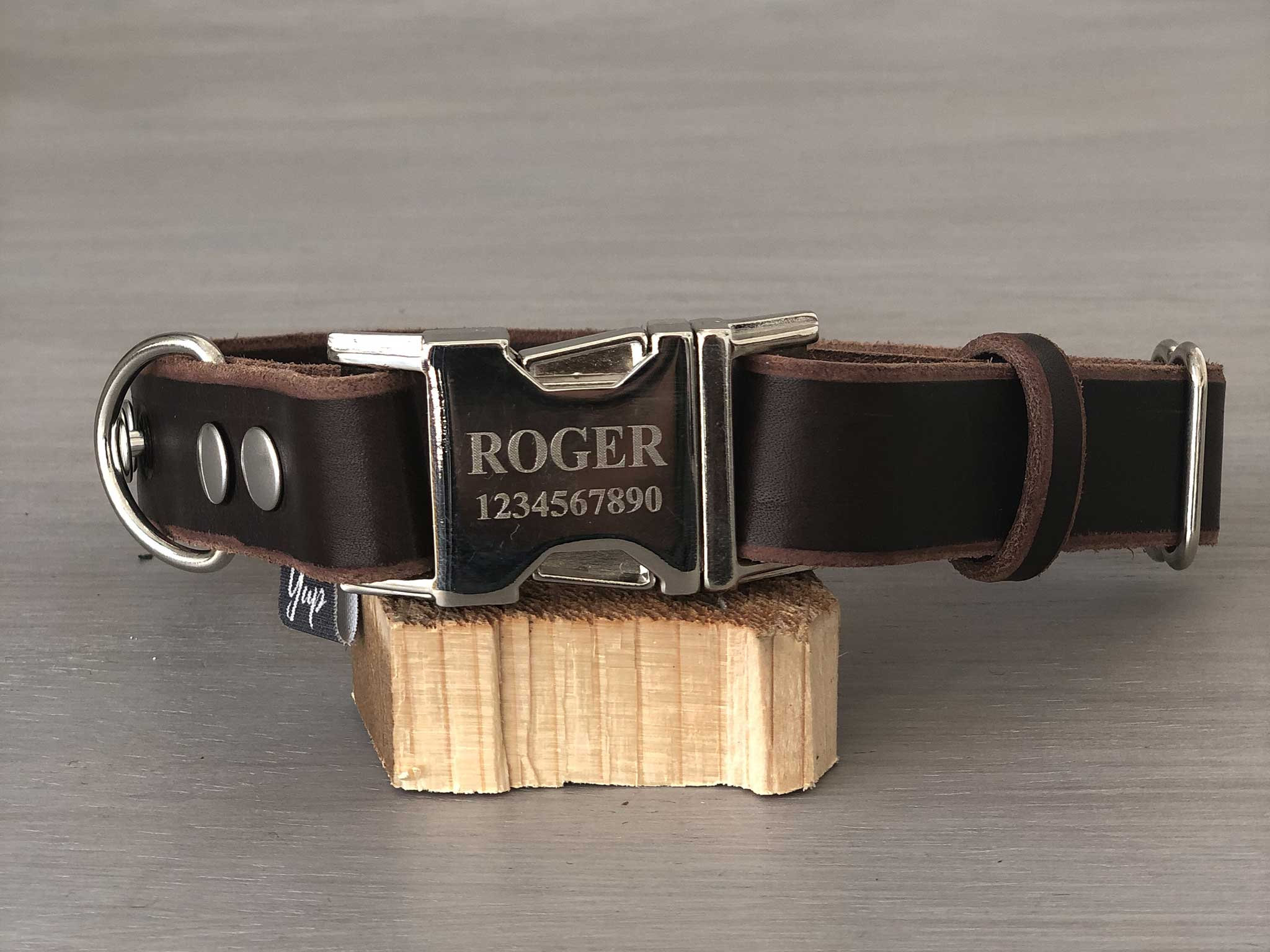Engraved Buckle Leather Dog Collar 5 Leather Colors Quick Etsy