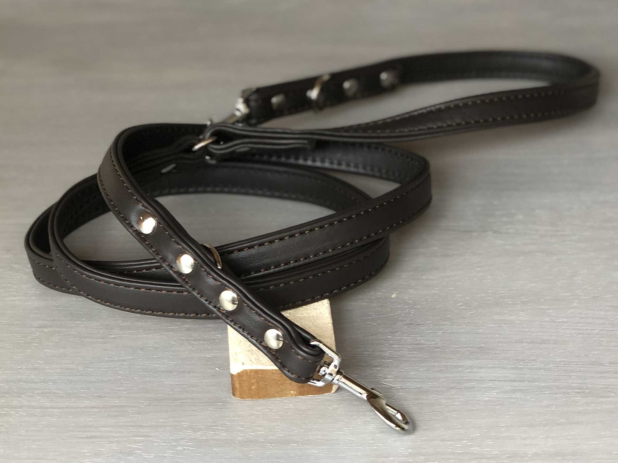 Padded Handsfree Dog Leash Brown Leather Leash Training Dog Etsy
