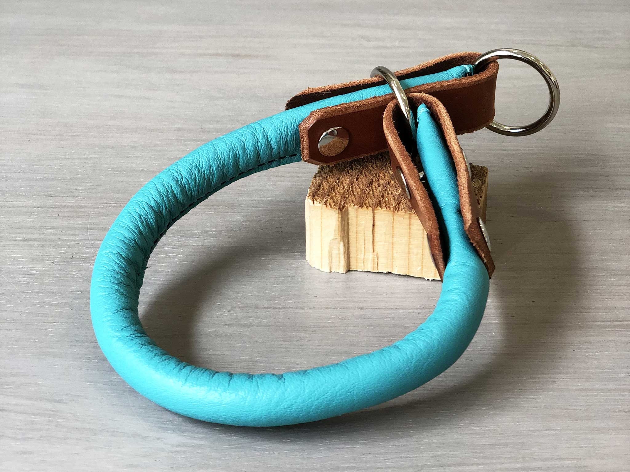 Rolled Leather Slip On Dog Collar Brown Rolled Leather Dog Etsy