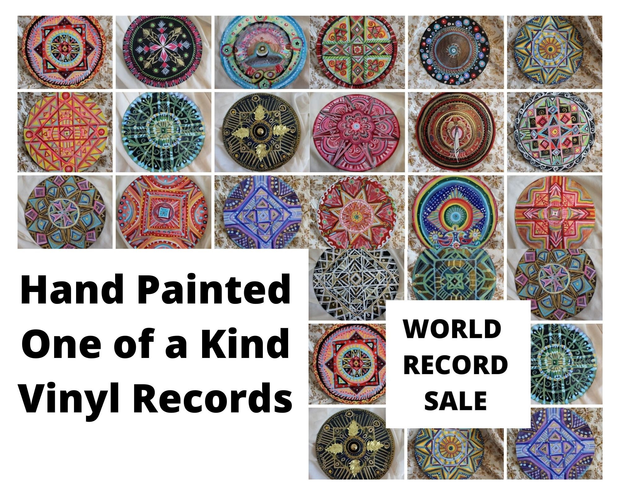 Handpainted Vinyl Records Vinyl Record Mandalas World Etsy