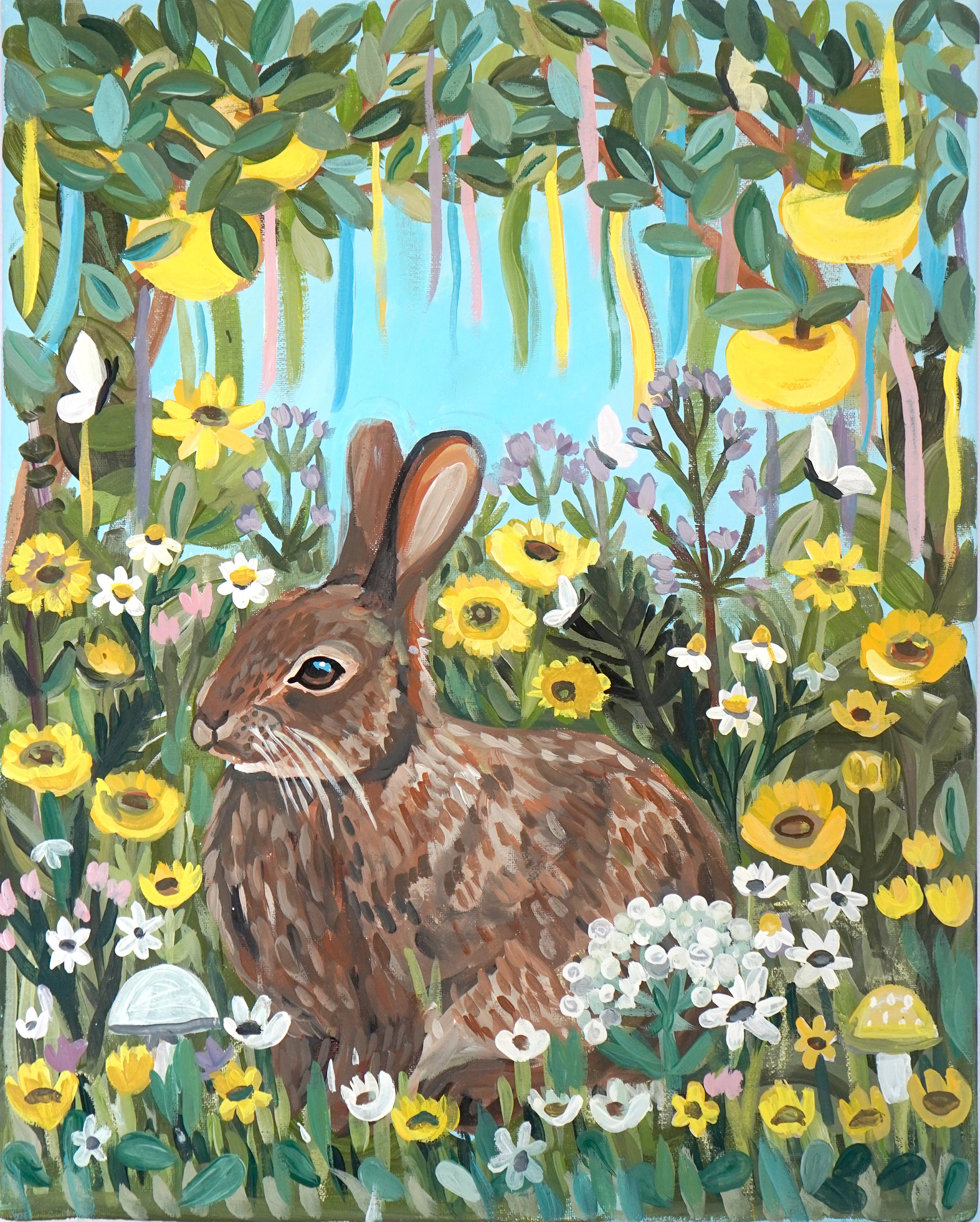 Spring Paintings Rabbit Spring Rabbit, Woodland Bunny, Spring Easter Bunny, Kids Room, Woodland ...