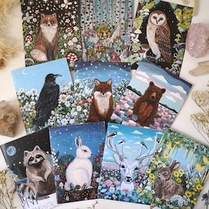 Lot de cartes de voeux Woodland. cartes vierges, cartes vierges bois, cartes animaux, cartes de voeux animaux, livraison gratuite
