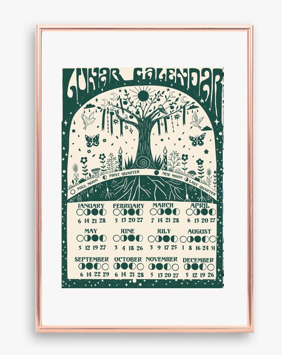 Dark Forest Lunar Calendar Lunar Calendar 2024 Lunar Phase - Etsy Canada