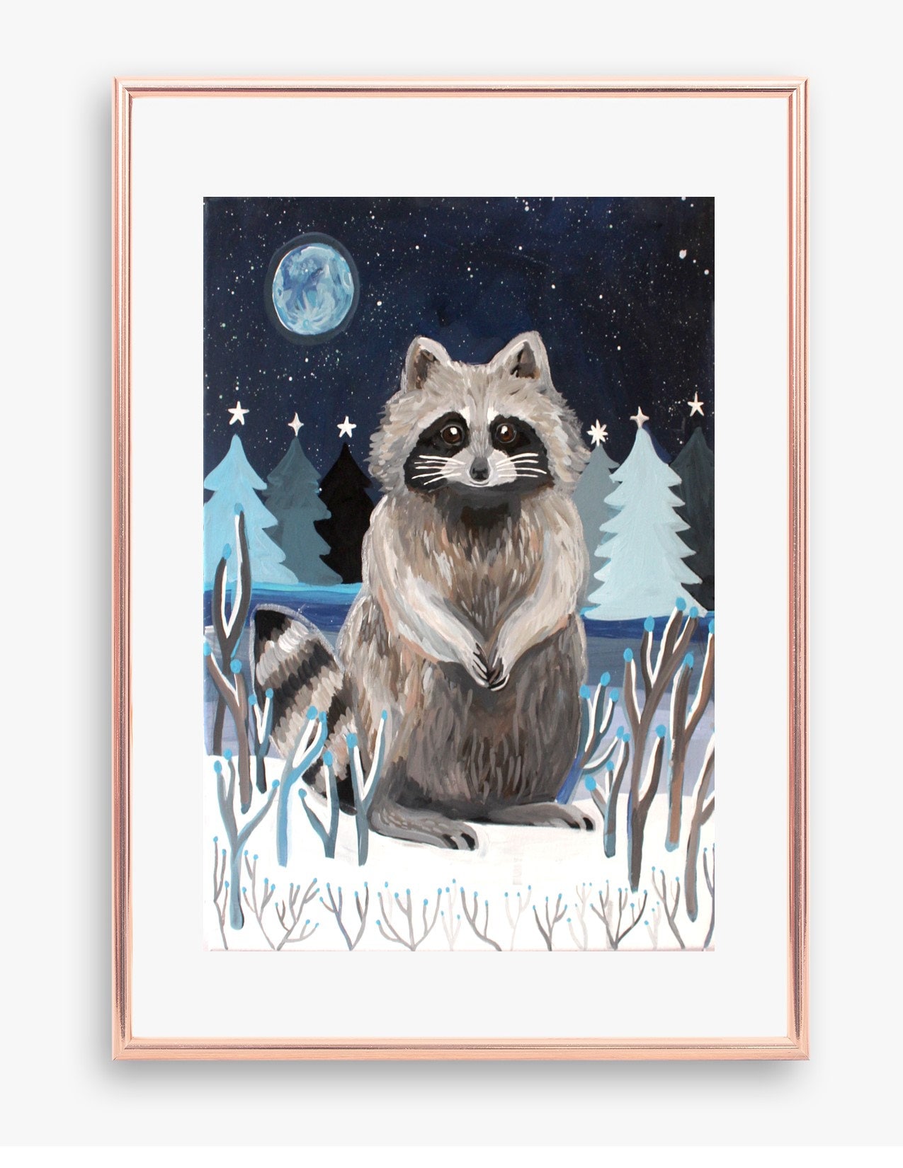 Winter Racoon Project Winter Raccoon Art Print, Woodland Nursery Decor - Etsy