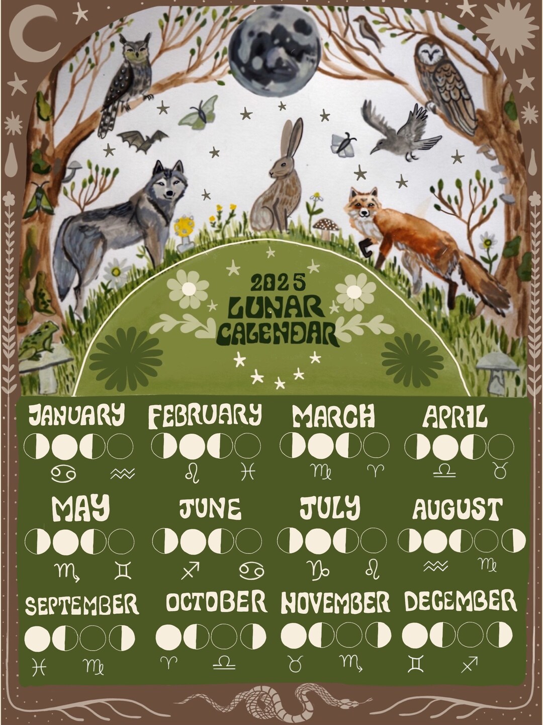 2025 Lunar Calendar, Moon Magic, Witchy Art, Things, Moon Calendar