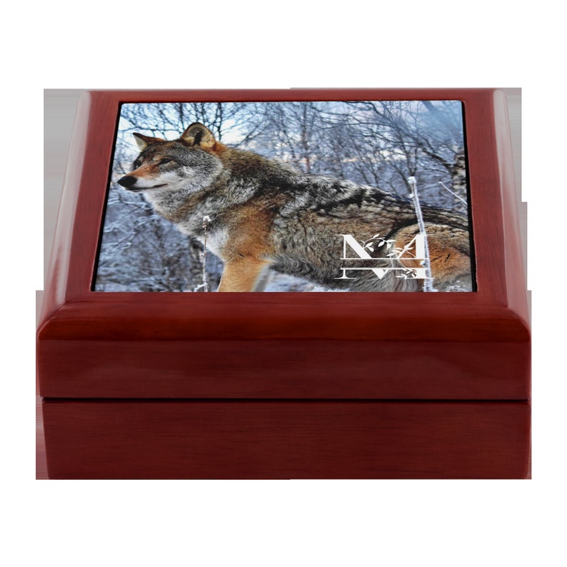 Personalize 5.5 Wolf Jewelry Box with Printed Ceramic Etsy