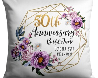 Personalize 50th Anniversary pillow, 50th Anniversary gifts for parents, grandma pillow, custom anniversary decorative pillow, 2 year