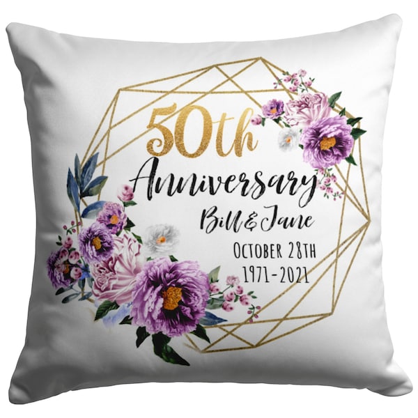 Personalize 50th Anniversary pillow, 50th Anniversary gifts for parents, grandma pillow, custom anniversary decorative pillow, 2 year