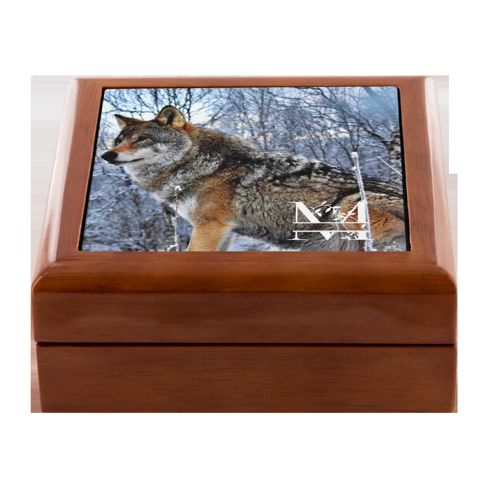 Personalize 5.5 Wolf Jewelry Box with Printed Ceramic Etsy