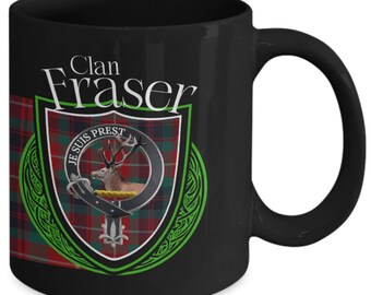 Scottish clan Fraser tartan crest mug, perfect gift for that special Scot in your life, gift for husband, gift for dad