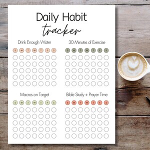 Daily Habit Tracker Printable | Goal Tracker Checklist