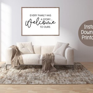Every Family Has A Story Welcome To Ours | Family Wall Art | Minimalist | Home Decor | Family Sign | Farmhouse | Family Quote Printable Sign